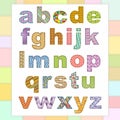 Vector abstract alphabet with comic kids pattern.