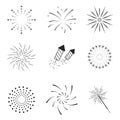 Vector abstract anniversary bursting with stars and sparks on white background, carnival firework colorful illustration