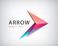 Vector abstract arrow logo, icon isolated. 3d Point logo, web abstract, direction, geometric triangles Royalty Free Stock Photo