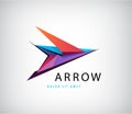 Vector abstract arrow logo, icon isolated. Point, web abstract, direction, geometric triangles sign. Royalty Free Stock Photo