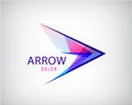Vector abstract arrow, play logo. multicolor crystal pointer