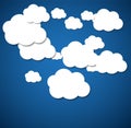 Vector abstract background composed of white paper clouds over blue. Eps10. Royalty Free Stock Photo