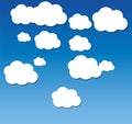 Vector abstract background composed of white paper clouds over blue. Eps10. Royalty Free Stock Photo