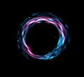 vector abstract background with glowing, bright, futuristic circle on a black background. Element for design, template, banner