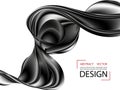 Vector abstract background with a luxurious satin black wave.