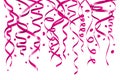 Vector abstract background with many falling pink tiny confetti pieces national breast canser awaeness month. ribbon Royalty Free Stock Photo