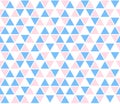 Vector abstract background, seamless pattern. Blue pink white triangle shapes texture. Kids geometric mosaic pattern