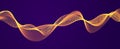 Vector abstract background with wave of flowing particles over dark, smooth curve shape lines, particle array flow. 3d shape Royalty Free Stock Photo