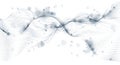 Vector abstract background with wave of flowing particles, smooth curve shape lines, particle array flow. 3d shape dots blended Royalty Free Stock Photo