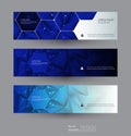 Vector abstract banners set with polygonal, Triangle pattern shape and molecule structure Royalty Free Stock Photo