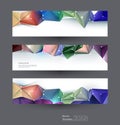 Vector abstract banners set with polygonal, Triangle pattern shape and molecule structure. Royalty Free Stock Photo