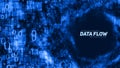 Vector abstract big data visualization. Blue glowing data flow as binary numbers. Computer code representation Royalty Free Stock Photo