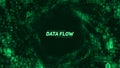 Vector abstract big data visualization. Green glowing data flow as binary numbers. Computer code representation Royalty Free Stock Photo