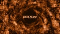 Vector abstract big data visualization. Orange glowing data flow as binary numbers. Computer code representation Royalty Free Stock Photo