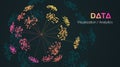 Vector abstract big data visualization. Visual information complexity. Information clustering representation Royalty Free Stock Photo