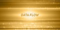 Vector abstract big data visualization. Yellow flow of data as numbers strings. Information code representation.