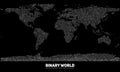 Vector abstract binary world map. Continents constructed from binary numbers. Global information network. Royalty Free Stock Photo