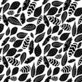 Vector abstract black and white stylized tribal leaf seamless repeat pattern background. Perfect for fabric, home decor, stationer Royalty Free Stock Photo