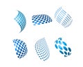 Vector abstract blue business and technology logos icons, grids, squares, circles patterns