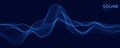 Vector abstract blue digital equalizer with shallow depth of field effect. Vector of sound wave. Glowing points. Signal