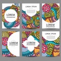 Vector abstract brochures in doodle style.Design templates vintage frames and backgrounds.