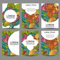 Vector abstract brochures in doodle style.Design templates vintage frames and backgrounds.