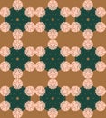 Vector abstract bronze,forest, rose,spearmint seamless with geometric flower shaped elements. Decorative mandala pattern Royalty Free Stock Photo