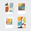 Vector abstract cards set. Hand drawn elemens in nuance colors. Dots. spots and brush strokes in imperfect style. Royalty Free Stock Photo