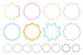 Vector abstract circles set. Colorful rainbow wavy Lines in round frames