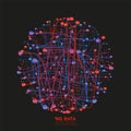 Vector abstract colorful big data information threads visualization. Social network, financial analysis of complex Royalty Free Stock Photo