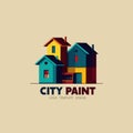 Vector abstract colorful city, building composition sign, icon, logo. Concept for home decoration, building, house Royalty Free Stock Photo