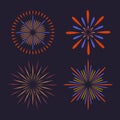 Vector abstract colorful Fireworks On Dark Background. Firework show for new year, xmas, birthday, carnival and holiday. Royalty Free Stock Photo