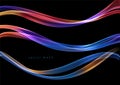 Vector abstract colorful flowing wave lines isolated on black background. Design element for technology, science, music Royalty Free Stock Photo