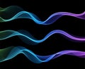 Vector abstract colorful flowing wave lines isolated on black background. Design element for technology, science, music Royalty Free Stock Photo