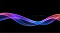 Vector abstract colorful flowing wave lines isolated on black background. Design element for technology, science, music Royalty Free Stock Photo