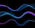 Vector abstract colorful flowing wave lines isolated on black background. Design element for technology, science, music