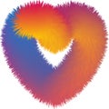 Vector Abstract colorful fur heart blending, gradient effect, colorful illustration