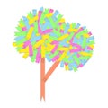 Vector abstract colorful image of a tree collected from paper office stickers of various shapes. EPS