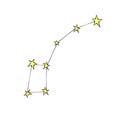 Vector abstract constellation in doodle flat style. Little dipper, lesser bear, ursa minor. Simple color clip art
