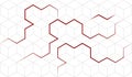 Vector abstract cubes isometric background with red lines. Geom