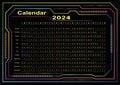 Vector_Calendar horizontal_CYBER FRAME_dark_neon_2024_7_2
