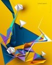 Vector Abstract 3D Geometric, Polygon background design. Multicolor, blue, purple, yellow and green color in triangle pattern Royalty Free Stock Photo