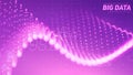 Vector abstract data particle wave, points array, shallow depth of field. Futuristic illustration. Big Data digital Royalty Free Stock Photo