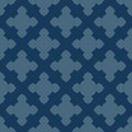 Vector abstract deep blue minimal geometric seamless pattern with floral shapes Royalty Free Stock Photo