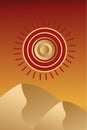 Vector, abstract desert poster in minimalist style. East, Africa landscape modern style