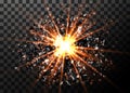 Vector abstract explosion background. Bright blast in dark. Glowing bright light. Digital graphic for brochure, website Royalty Free Stock Photo