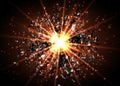 Vector abstract explosion background. Bright blast in dark. Glowing bright light. Digital graphic for brochure, website Royalty Free Stock Photo