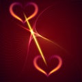 Vector abstract flame hearts and beams dark red