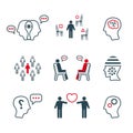 A set of vector icons psychology health of people.