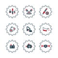 A set of vector icons and logos with car parts. spare parts Royalty Free Stock Photo